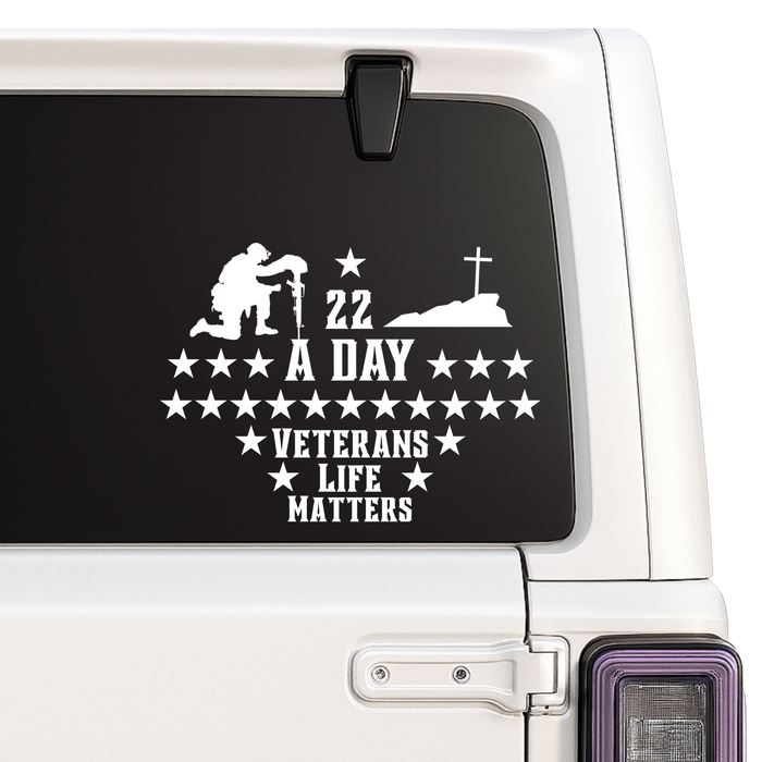 Veterans Life Matters Car Decal | 22 A Day Memorial | Military Support Vinyl Sticker | 5 Colors Nostalgi Factory