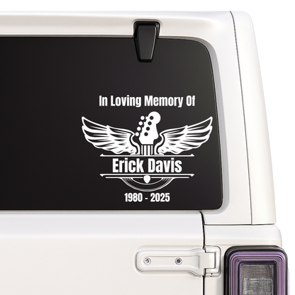 Personalized Memorial Guitar Wings Vinyl Decal | Loving Memory Car Sticker | Available in 5 Colors Nostalgi Factory