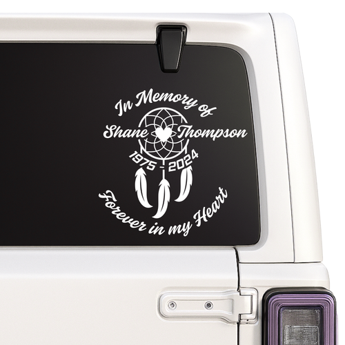 Dreamcatcher Memorial Decal - Forever in My Heart | Memorial Car Decal Nostalgi Factory