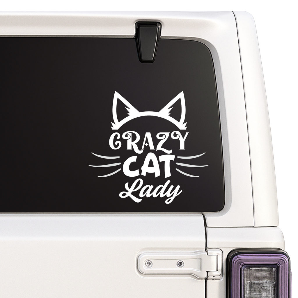 Crazy Cat Lady Decal - Cat Ears Design - Vinyl Car Sticker Nostalgi Factory