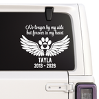 Pet Memorial Car Decal | Wings and Paw Print Design | Customizable Name and Date | Permanent Vinyl Sticker | 5 Color Options Nostalgi Factory