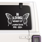 Butterfly Memorial Decal - In Loving Memory - Custom Name & Dates | Memorial Car Decal Nostalgi Factory