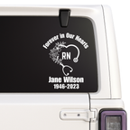 RN Nurse Memorial Decal | Forever In Our Hearts | Custom Name & Dates | 5 Colors Available | Memorial Car Decal Nostalgi Factory