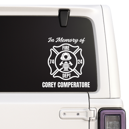 Firefighter Memorial Decal - In Memory Of - Custom Name & Badge Nostalgi Factory