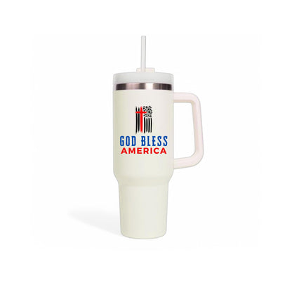 God Bless America Car Decal | Tumbler | Laptop | Wall | Book | Patriotic Cross Flag Design | Handcrafted in USA | Black or White Flag - Nostalgi Factory