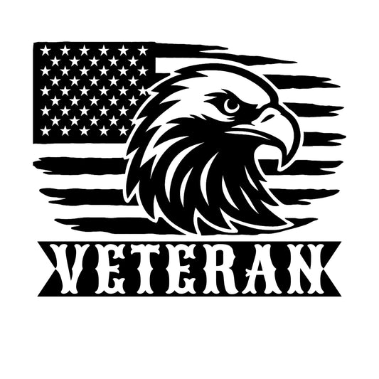 American Veteran Car Decal | Eagle Flag Design | Permanent Vinyl Sticker | Multiple Colors Available - Nostalgi Factory