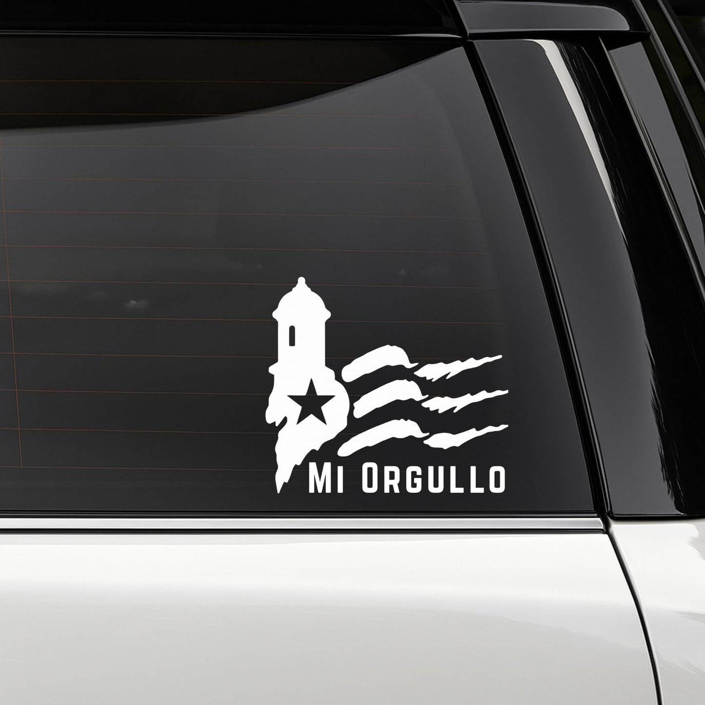 Mi Orgullo Car Decal Vinyl Sticker | Puerto Rican Flag | Garita Morro Car Window Sticker | Permanent Adhesive | Available in 5 Colors | Puerto Rico - Nostalgi Factory