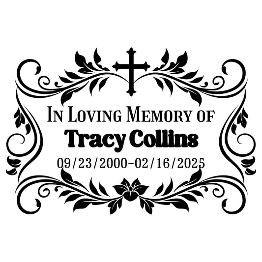 Custom Memorial Car Decal | Loving Memory Vinyl Sticker with Cross Design | Personalized Dates | 5 Colors Available - Nostalgi Factory