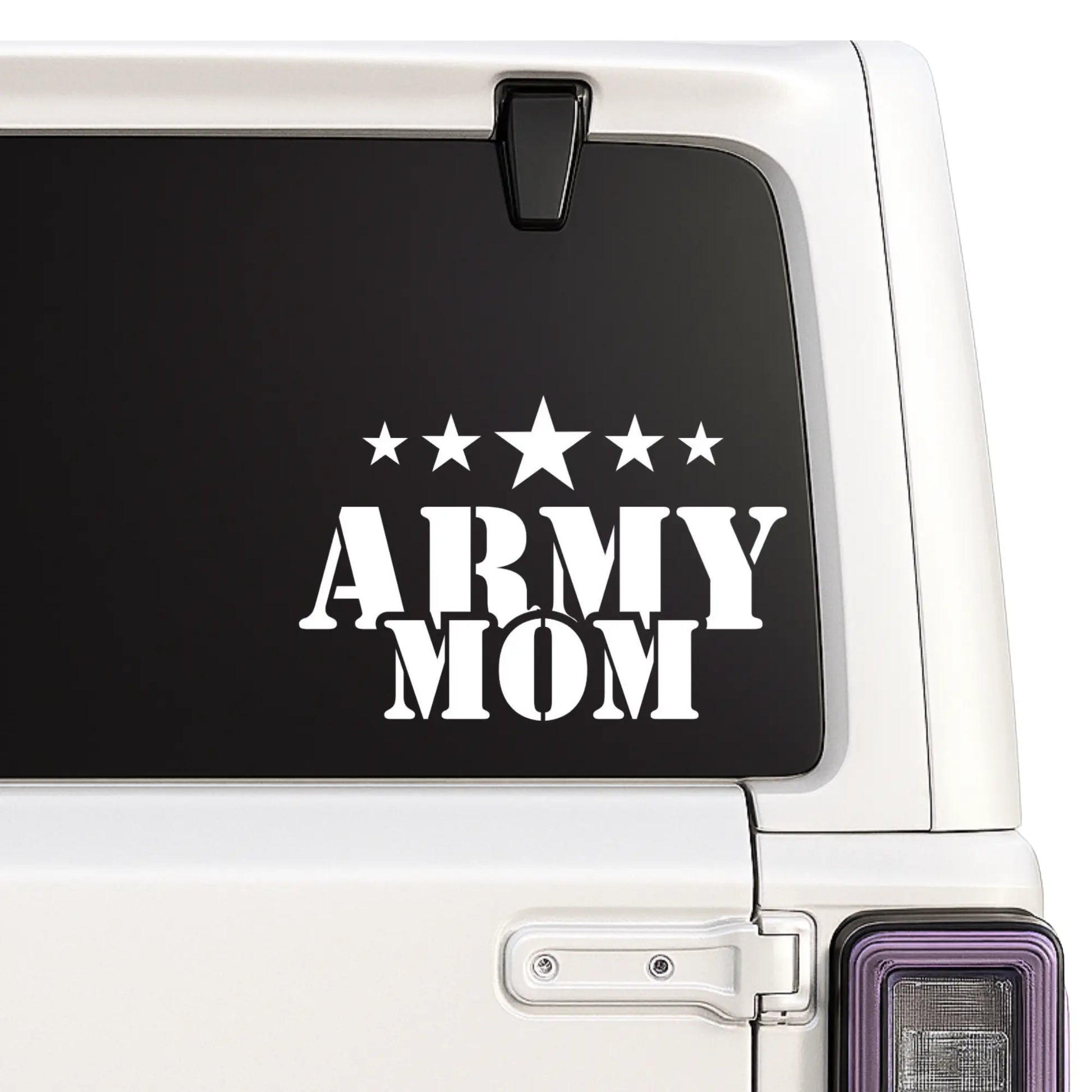 Army Mom Car Decal | Military Pride Vinyl Sticker with Stars | 5 Color Options | Permanent Adhesive Nostalgi Factory