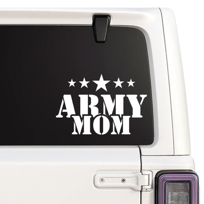 Army Mom Car Decal | Military Pride Vinyl Sticker with Stars | 5 Color Options | Permanent Adhesive Nostalgi Factory