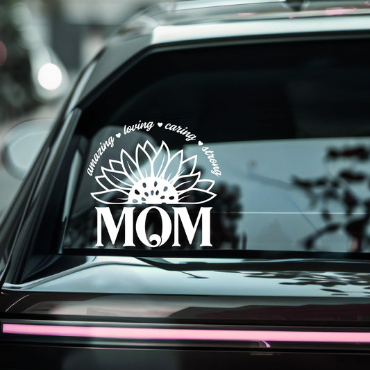 Mom Sunflower Decal Sticker | Inspirational Design with Loving Caring Message | Tumbler Mug Laptop Decal | Multiple Colors Available - Nostalgi Factory