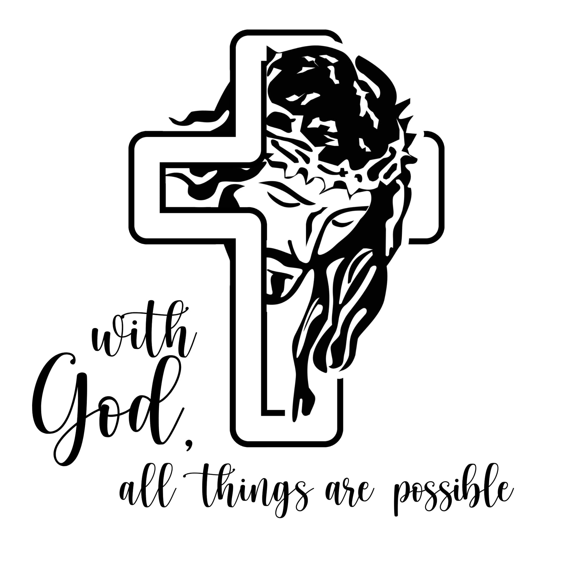 Religious Cross Vinyl Decal | With God All Things Are Possible | Car Window Sticker | Multiple Colors Available | Jesus - Nostalgi Factory