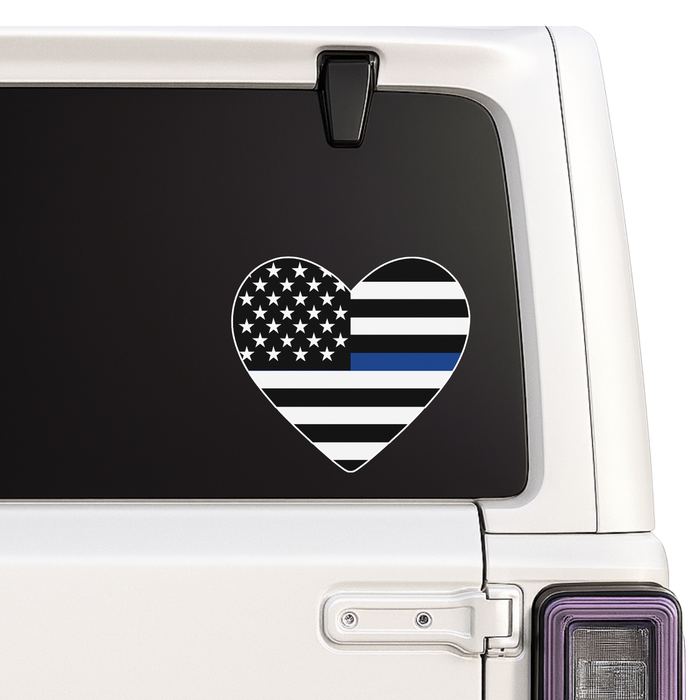 Thin Blue Line Heart Flag Car Decal | American Flag Sticker | Police Support Nostalgi Factory