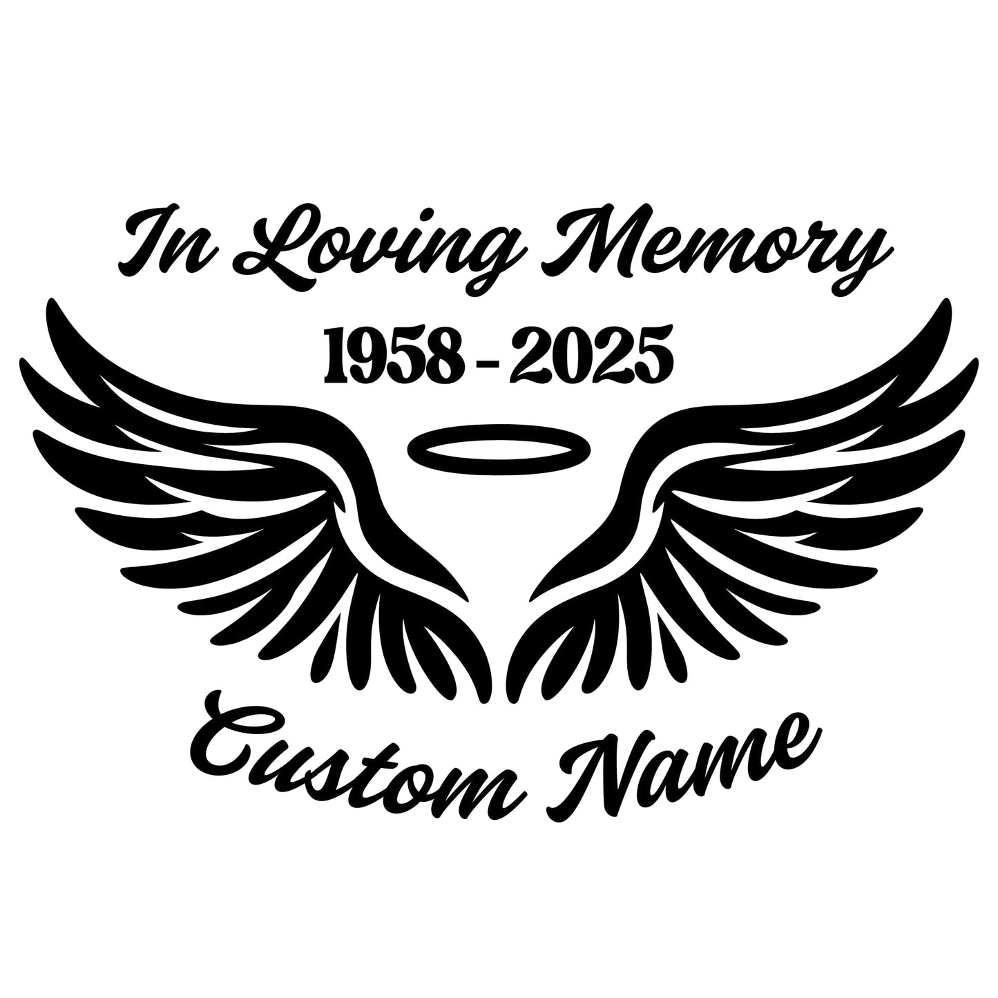 Loving Memory Angel Wings Car Decal | Customizable Memorial Vinyl Sticker | 9 Color Options | Easy Application Instructions - Nostalgi Factory