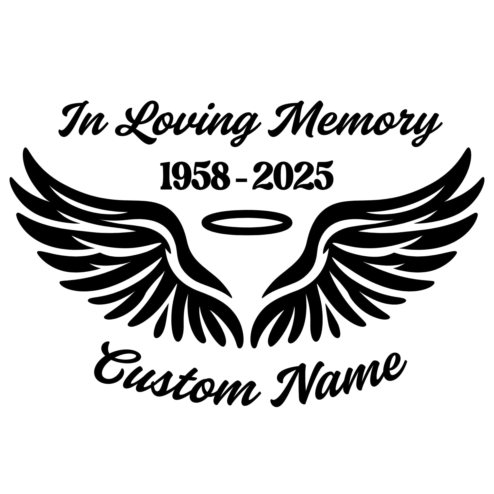 Loving Memory Angel Wings Car Decal | Customizable Memorial Vinyl Sticker | 9 Color Options | Easy Application Instructions - Nostalgi Factory