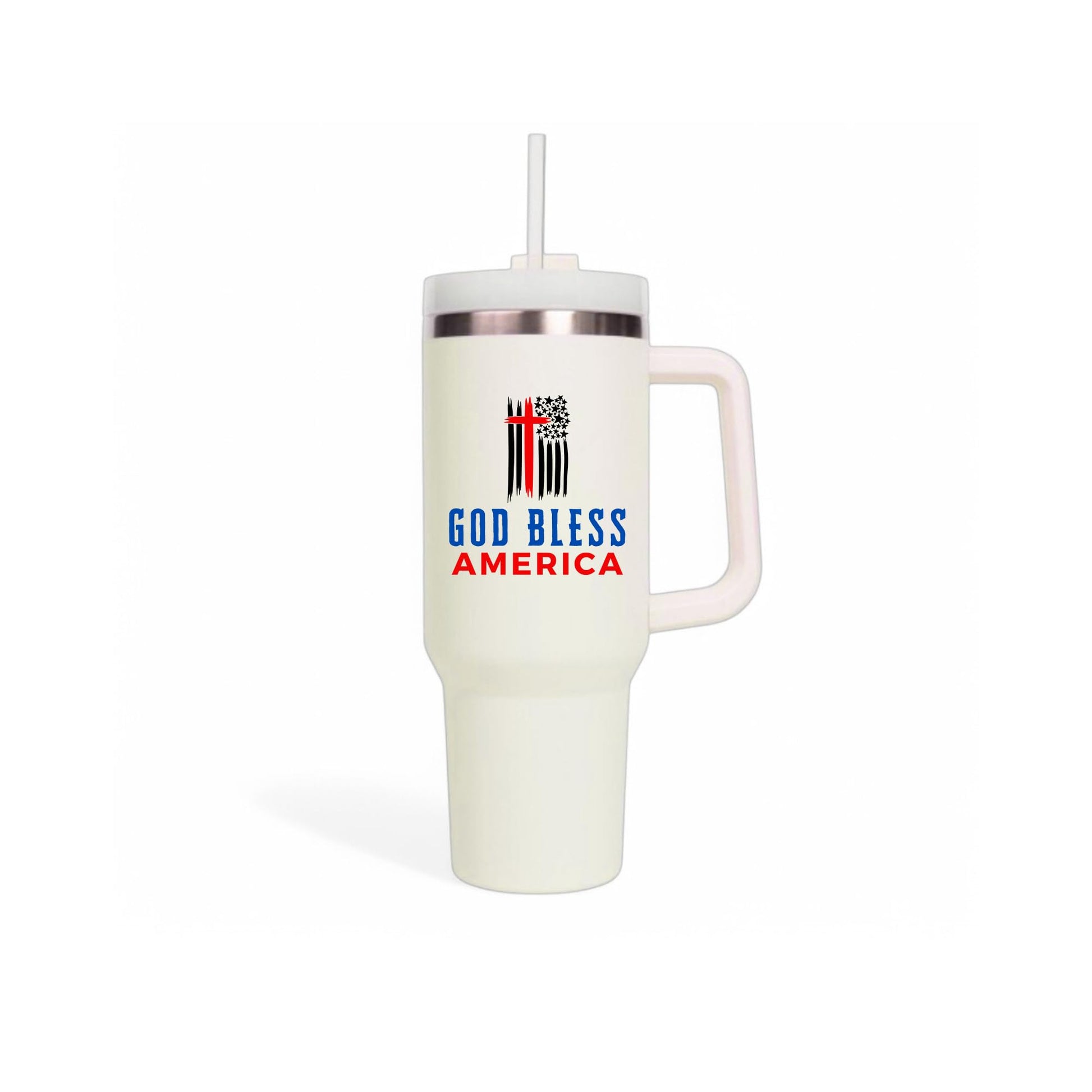 God Bless America Car Decal | Tumbler | Laptop | Wall | Book | Patriotic Cross Flag Design | Handcrafted in USA | Black or White Flag - Nostalgi Factory