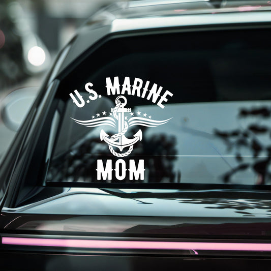 U.S. Marine Mom Car Decal | Military Anchor Design Vinyl Sticker - Nostalgi Factory