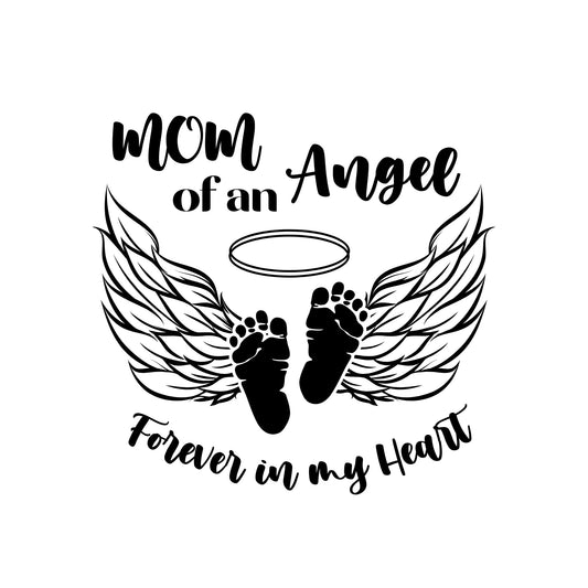 Mom of an Angel Memorial Car Decal, Baby Footprints with Wings Vinyl Sticker, 9 Colors Available - Nostalgi Factory
