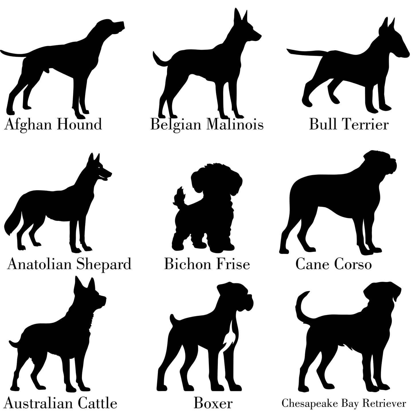 Custom Dog Silhouette Stickers | All Breeds | Car Decals | Dogs With Name | Dog Lover | Vinyl Sticker | Dog Decal - Nostalgi Factory