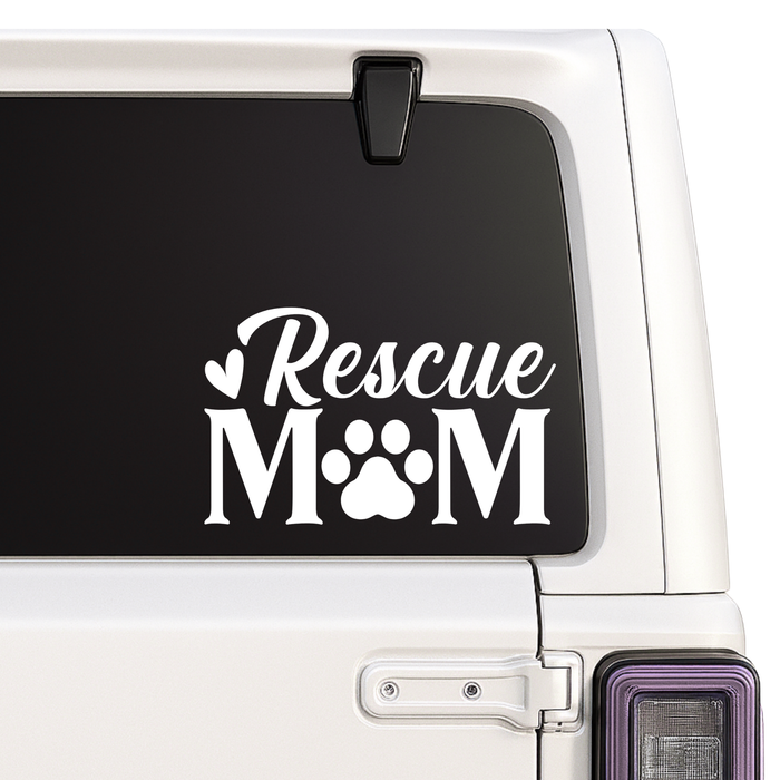 Pet Rescue Mom Car Decal | Vinyl Pet Sticker with Paw Print | Multiple Colors Available | Handcrafted in USA Nostalgi Factory