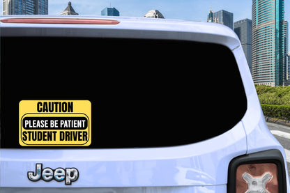 Non-Magnetic Caution Student Driver Stickers | Waterproof Removable Vinyl Decals for Cars & Windows | Made in USA (10x6 inches, 2-Pack) - Nostalgi Factory