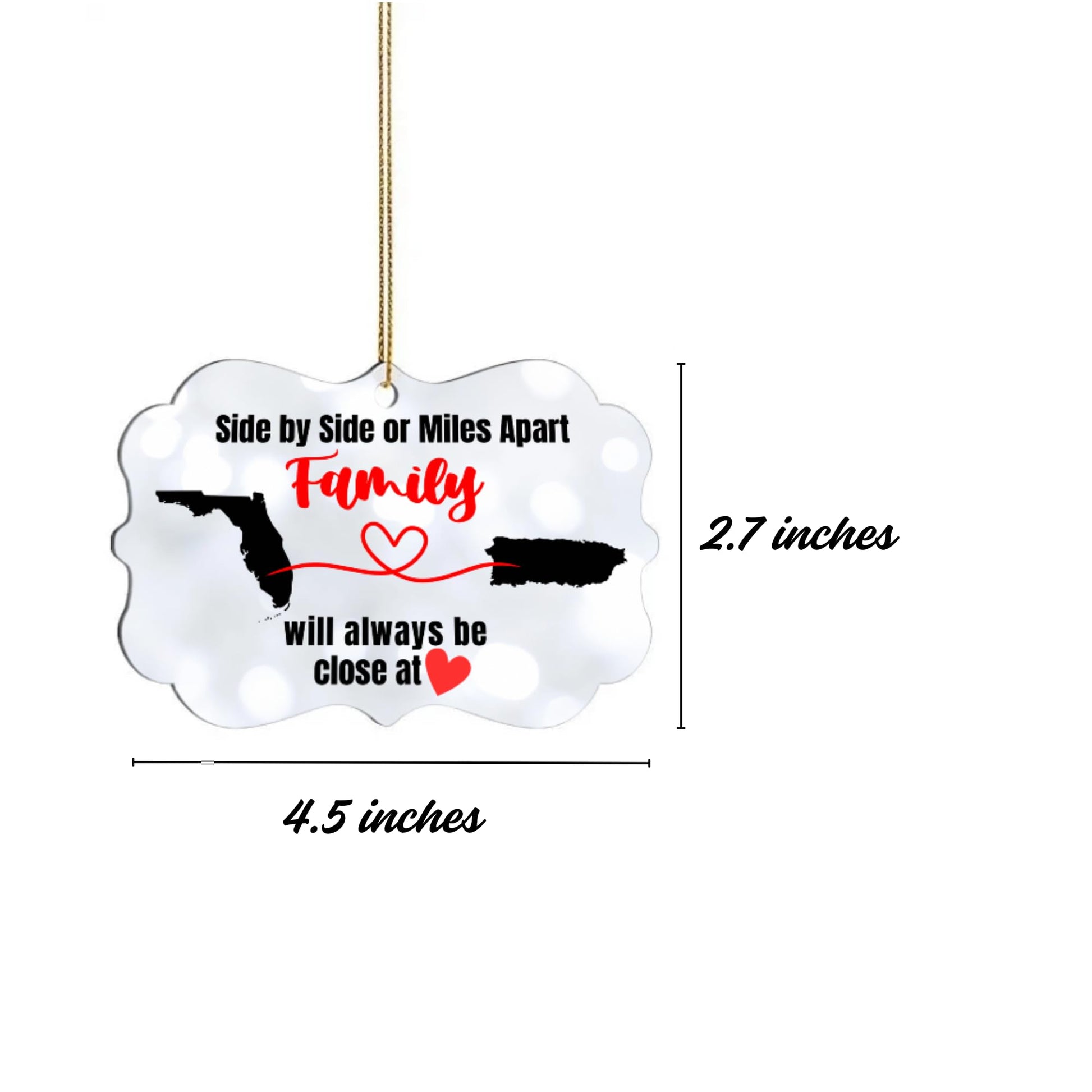 Personalized Christmas Ornament for Distant Friends and Family | Custom Ornament for Those Miles Apart | Close at Heart | Any Two States | Sentimental Gift - Nostalgi Factory