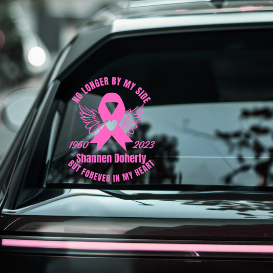 Custom Memorial | Breast Cancer Pink Ribbon | Car Decal | Wings Design | Personalized In Memory Vinyl Sticker - Nostalgi Factory