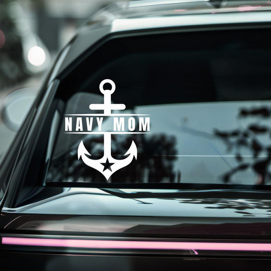Navy Mom Car Decal | Military Anchor Vinyl Sticker | USA | 5 Color Options - Nostalgi Factory