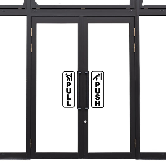 Pull Push Door Signs with Vinyl Decals, Black Frame, Multiple Colors Available - Nostalgi Factory
