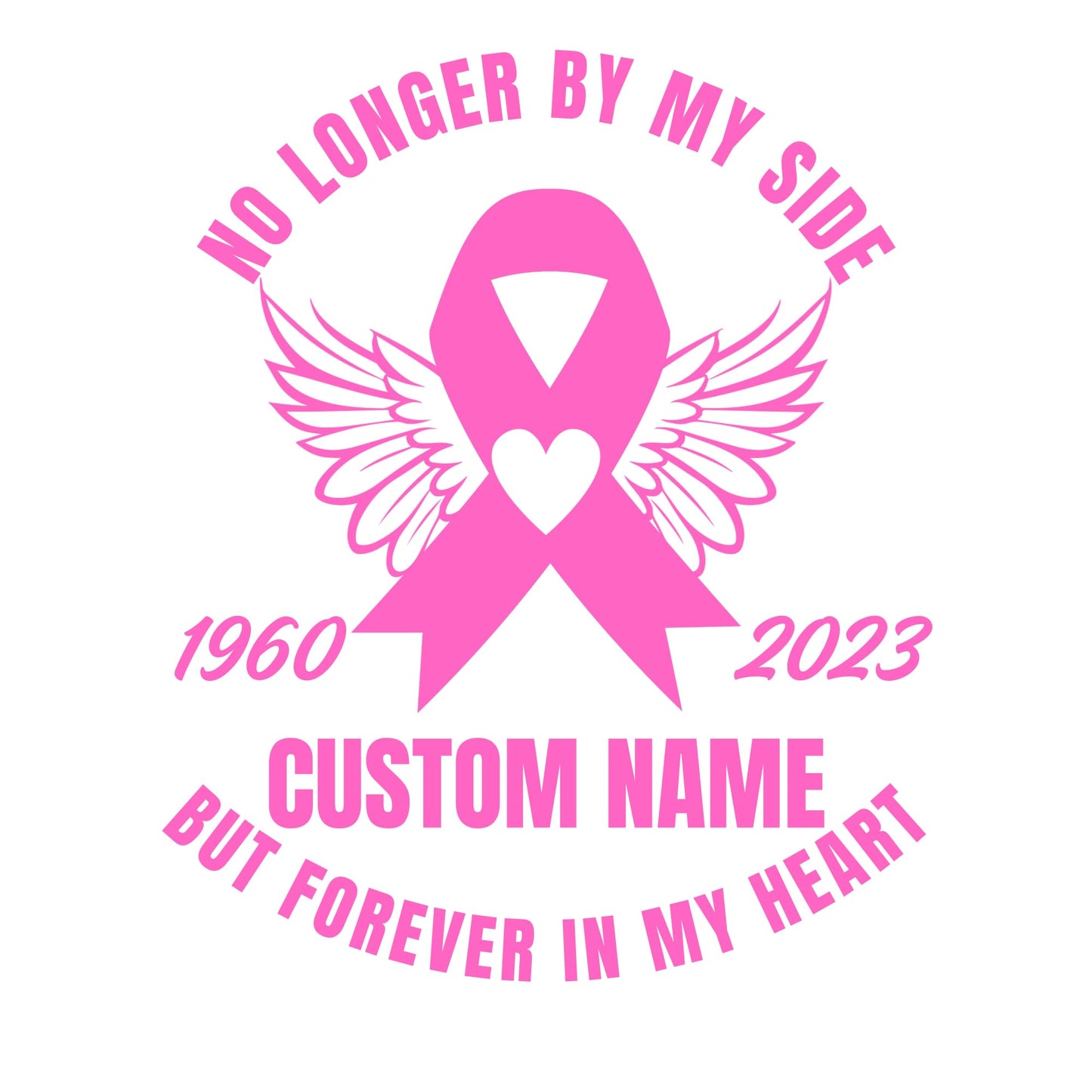 Custom Memorial | Breast Cancer Pink Ribbon | Car Decal | Wings Design | Personalized In Memory Vinyl Sticker - Nostalgi Factory
