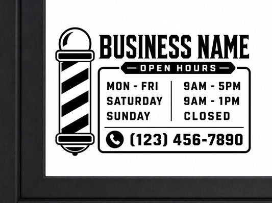 Barbershop Business Hours Decal – Custom Vinyl Window Decal Nostalgi Factory