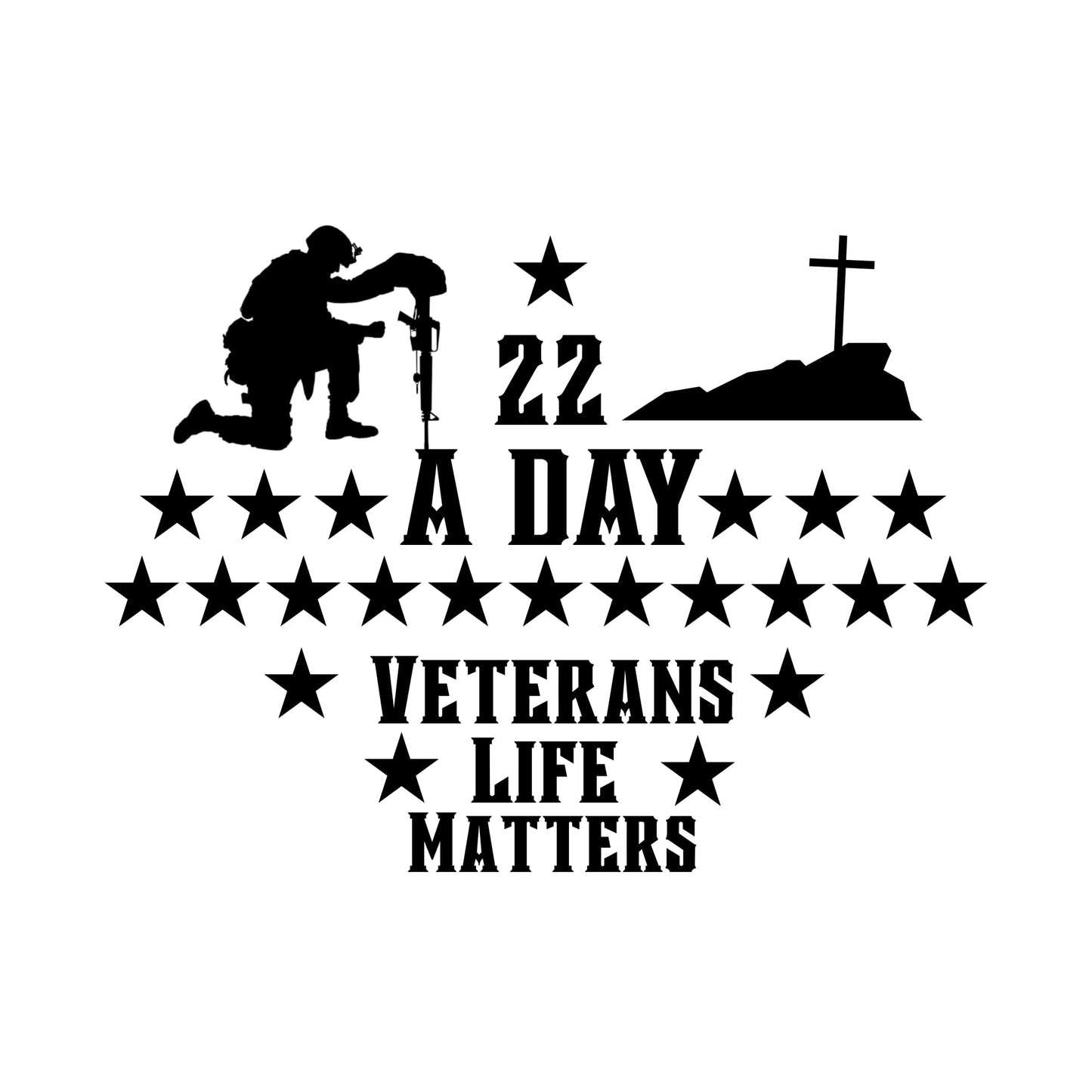 Veterans Life Matters Car Decal, 22 A Day Memorial Vinyl Sticker, Military Support Window Decal, Multiple Colors Available - Nostalgi Factory
