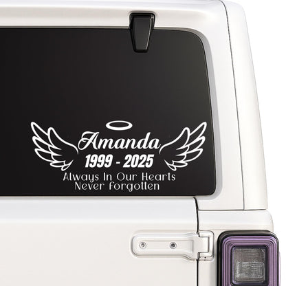Angel Wing Name Decal | Personalized Memorial Decals for Memory Boxes | Cars | Mirrors | Vases | Lanterns | Tumblers | Water Bottles | Laptops