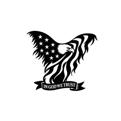 Patriotic American Eagle Car Decal | In God We Trust Vinyl Sticker | Multiple Colors Available | Made in USA - Nostalgi Factory