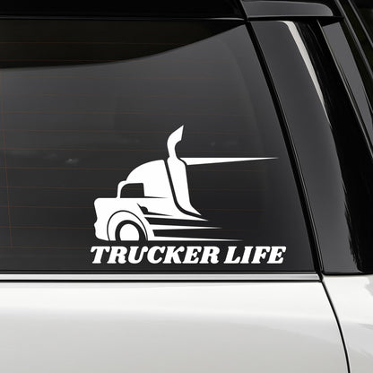 Trucker Life Vinyl Decal Car Window Sticker | Semi Truck Design | 5 Colors Available - Nostalgi Factory