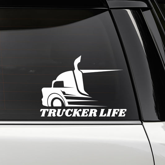 Trucker Life Vinyl Decal Car Window Sticker | Semi Truck Design | 5 Colors Available - Nostalgi Factory