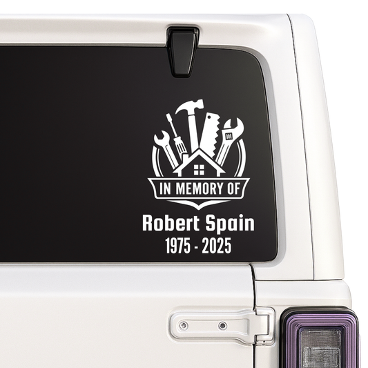 In Memory Of Custom Name Design | Handyman Tools Memorial Car Window Decal | Vinyl Sticker Generic