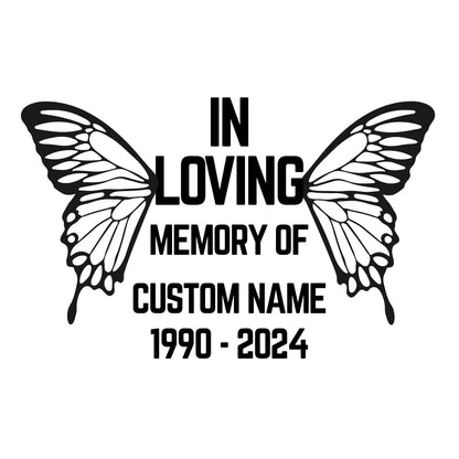 Memorial Butterfly Car Decal | Loving Memory | Customizable Vinyl Sticker | 5 Color Options - Nostalgi Factory