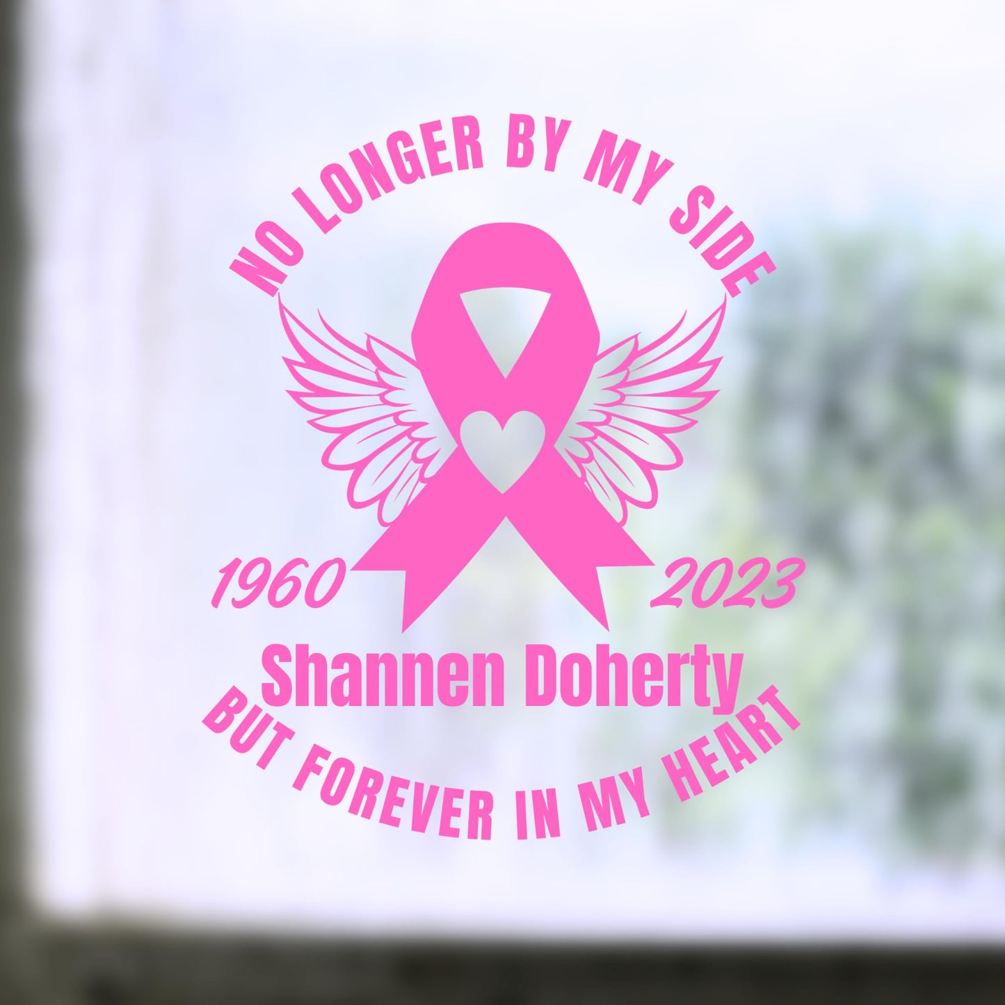 Custom Memorial | Breast Cancer Pink Ribbon | Car Decal | Wings Design | Personalized In Memory Vinyl Sticker - Nostalgi Factory