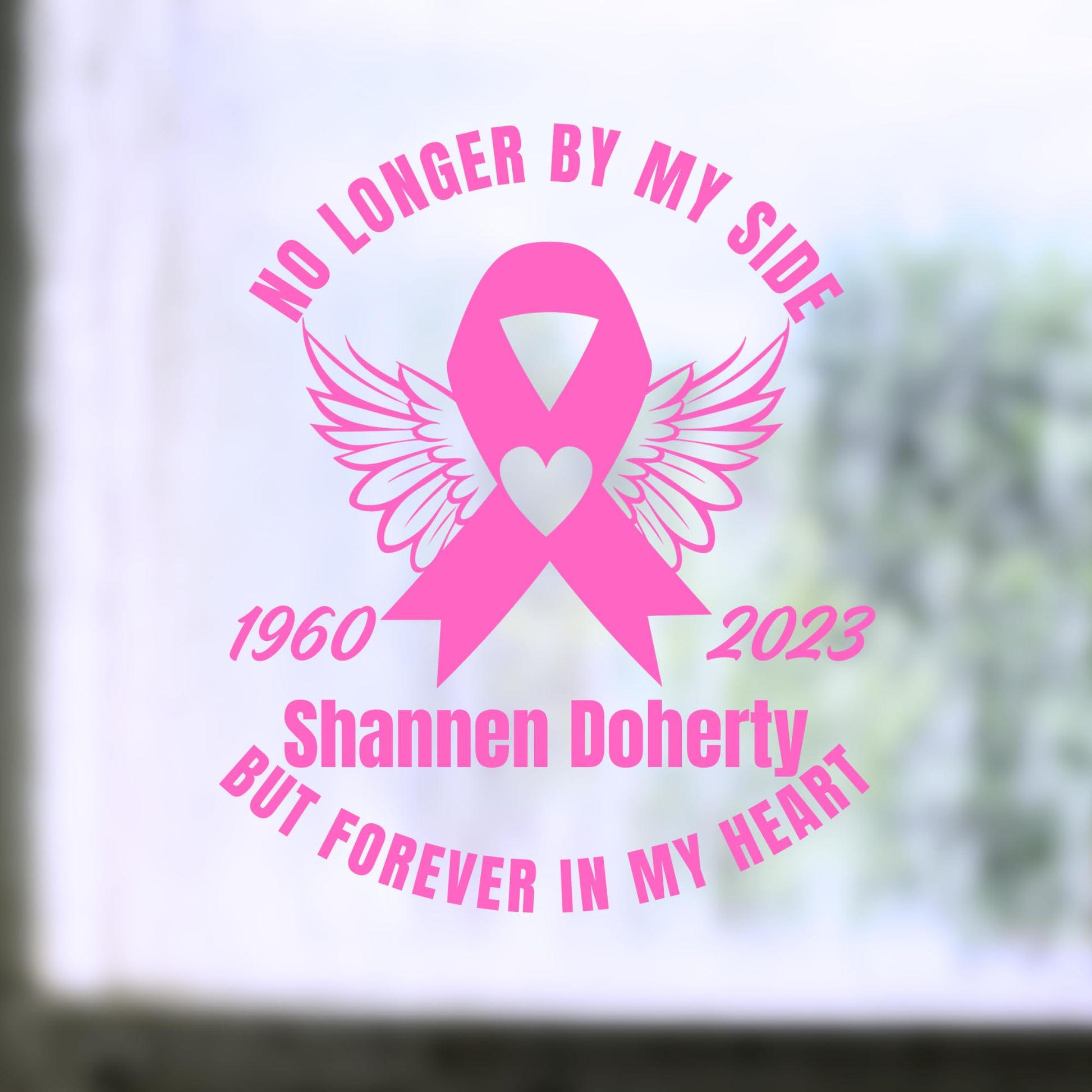 Custom Memorial | Breast Cancer Pink Ribbon | Car Decal | Wings Design | Personalized In Memory Vinyl Sticker - Nostalgi Factory