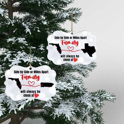Personalized Christmas Ornament for Distant Friends and Family | Custom Ornament for Those Miles Apart | Close at Heart | Any Two States | Sentimental Gift - Nostalgi Factory