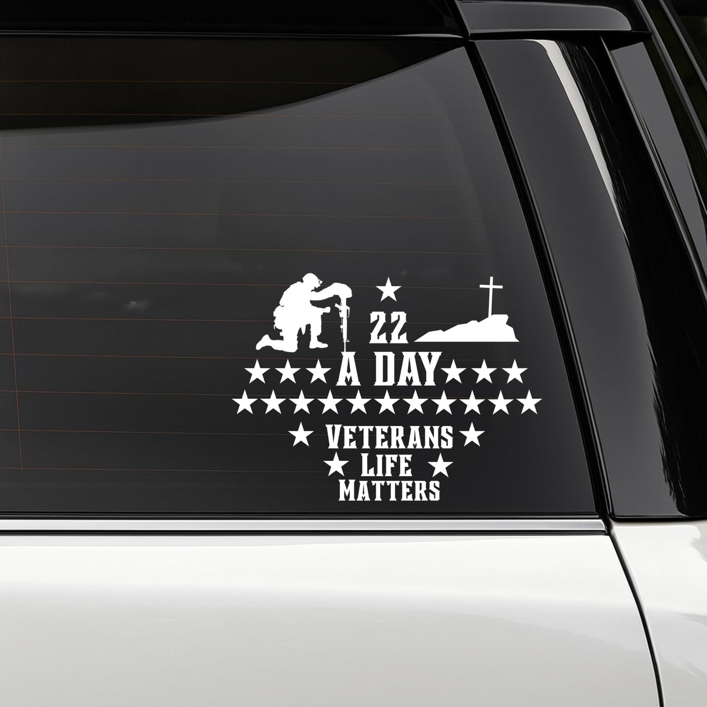 Veterans Life Matters Car Decal, 22 A Day Memorial Vinyl Sticker, Military Support Window Decal, Multiple Colors Available - Nostalgi Factory