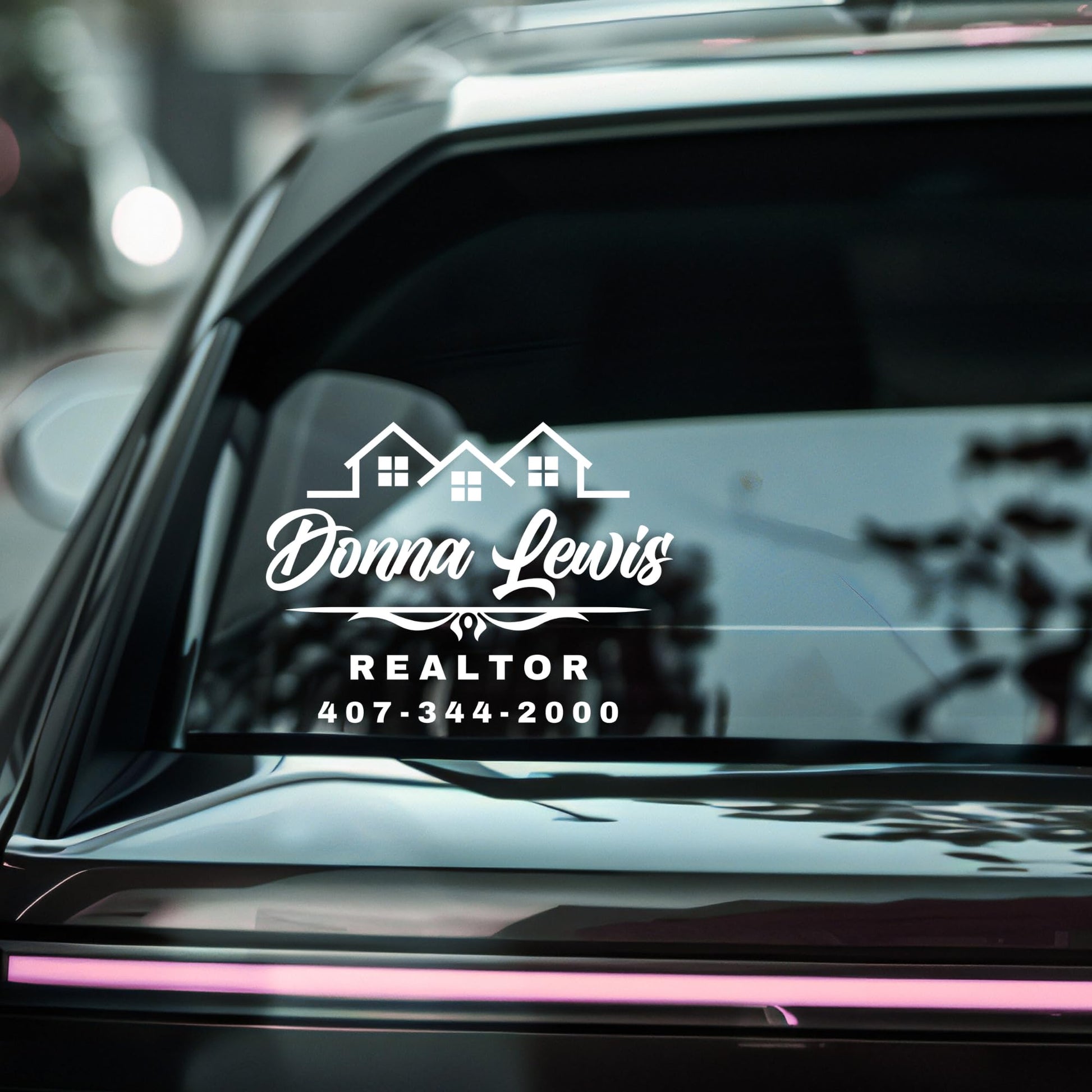 Custom Realtor Car Decal | Professional Vinyl Logo with Phone Number | 5 Color Options - Nostalgi Factory