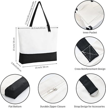Perreo Baby Canvas Tote Bag | Black and White | 18.5x15x3.9 inches | Reinforced Bottom with Inner Pocket | Dancing Frogs Perreo | Puerto Rico | Coqui Couples Dancing - Nostalgi Factory