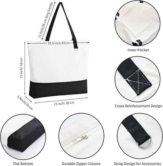 Perreo Baby Canvas Tote Bag | Black and White | 18.5x15x3.9 inches | Reinforced Bottom with Inner Pocket | Dancing Frogs Perreo | Puerto Rico | Coqui Couples Dancing - Nostalgi Factory