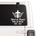 Custom Memorial Cross Decal | Personalized In Loving Memory Vinyl Sticker with Angel Wings Nostalgi Factory