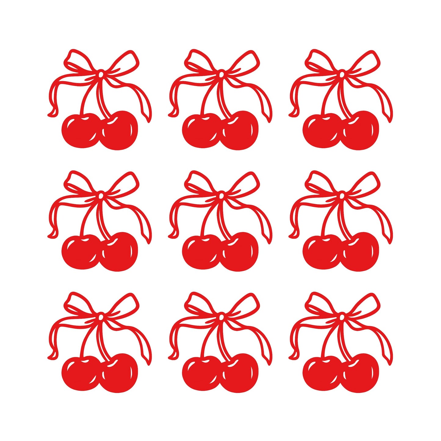 Set of 9 Girly Cherry Bow Decal | Cherries Vinyl Decal | Cute Car Tumblers Books, Gift, Notebook Decal | Coquette Bow Sticker Dedal | Various Sizes Available - Nostalgi Factory