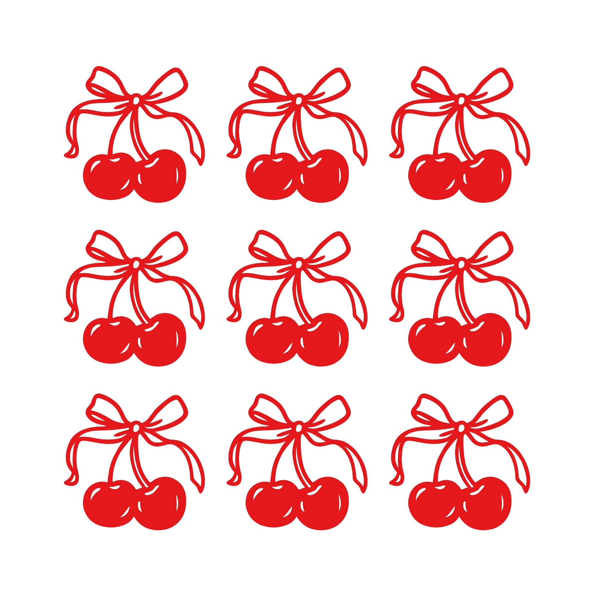 Set of 9 Girly Cherry Bow Decal | Cherries Vinyl Decal | Cute Car Tumblers Books, Gift, Notebook Decal | Coquette Bow Sticker Dedal | Various Sizes Available - Nostalgi Factory
