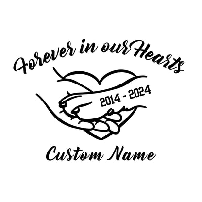 Custom Memorial Dog Car Decal | Forever in Our Hearts | Personalized Vinyl Sticker | 9 Color Options - Nostalgi Factory