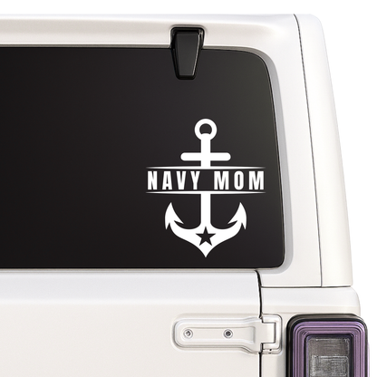 Navy Mom Car Decal | Military Anchor Vinyl Sticker | USA | 5 Color Options